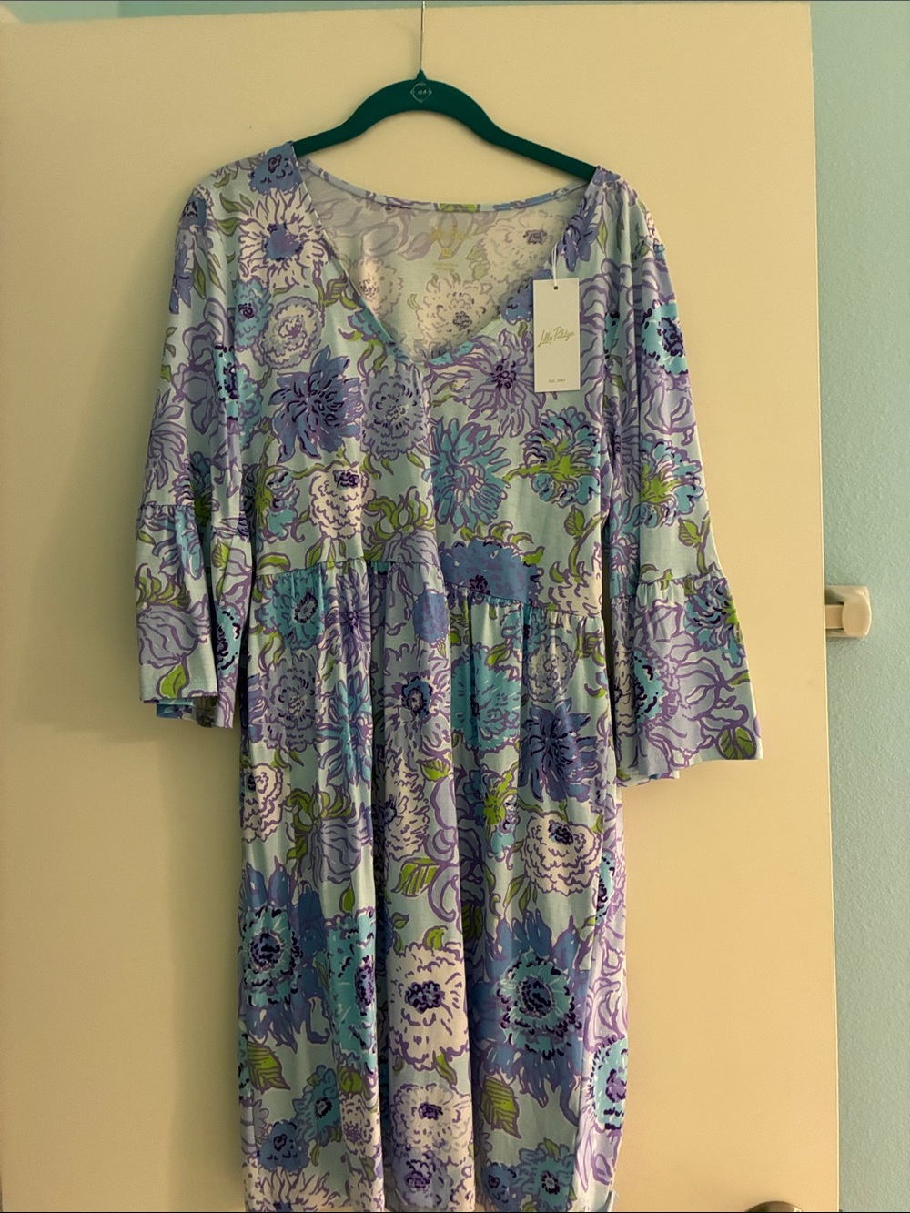 Lilly Pulitzer Floral Midi Dress in Lavender, Blue, Green